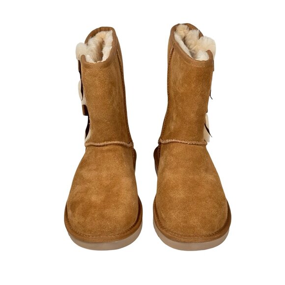 NEW Kookaburra By UGG Victoria Suede Boots SZ 8 Tan Shearling Fur Bow Winter - Picture 3 of 8